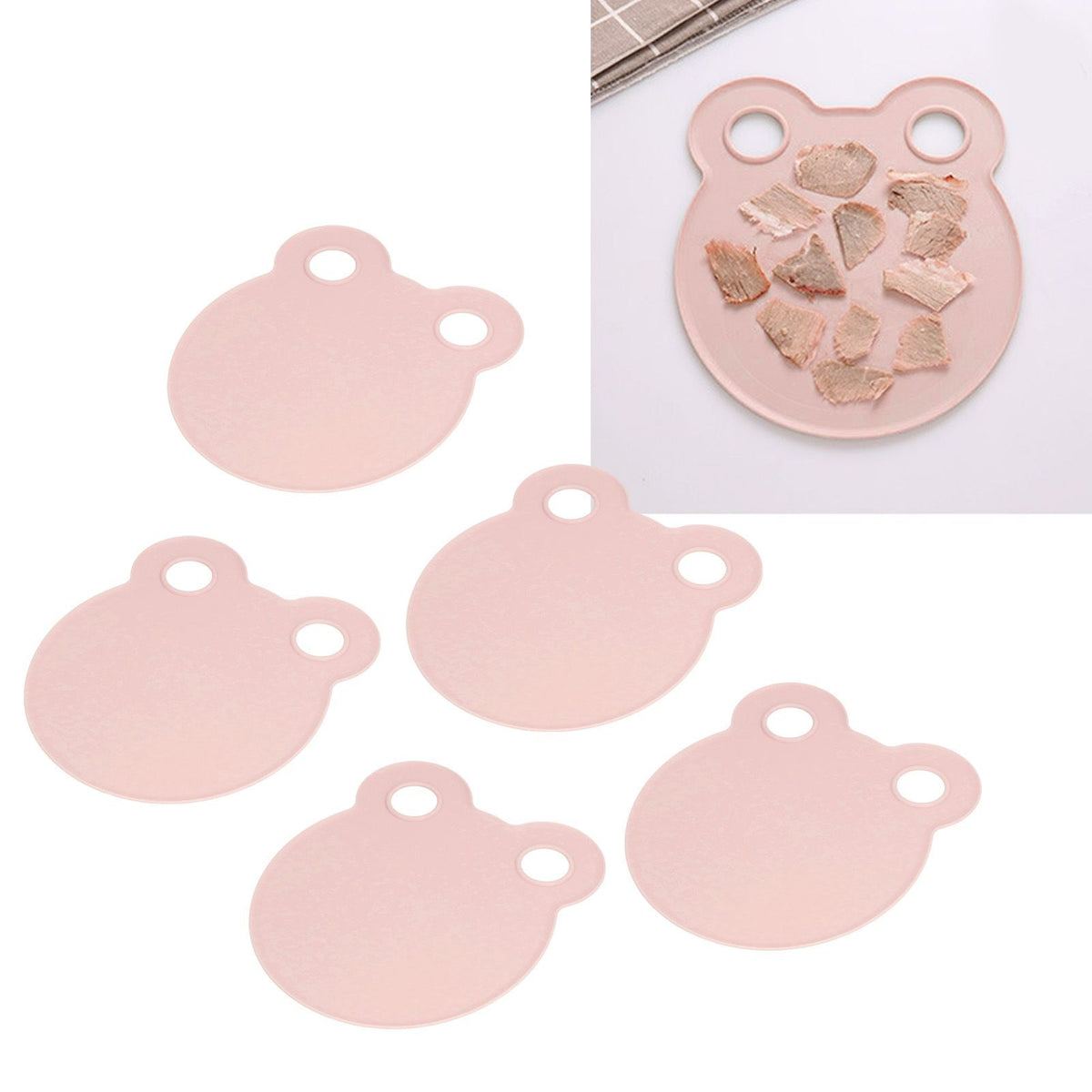 Kitchen Cutting Board set of pale pink round PP boards with twin circular handles and smooth surfaces
