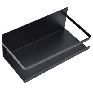 Kitchen Rack Space Saving magnetic shelf in black iron, with a single tier, raised back and front rail