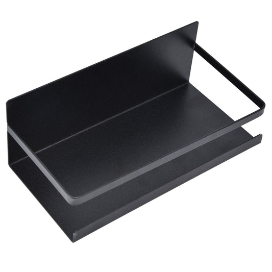 Kitchen Rack Space Saving magnetic shelf in black iron, with a single tier, raised back and front rail