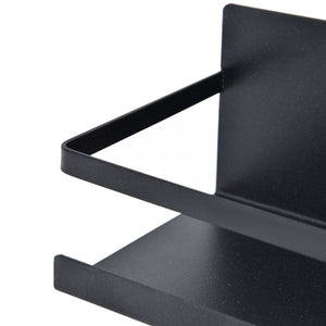 Kitchen Rack Space Saving black iron single-tier magnetic shelf with raised side rails and a flat storage tray