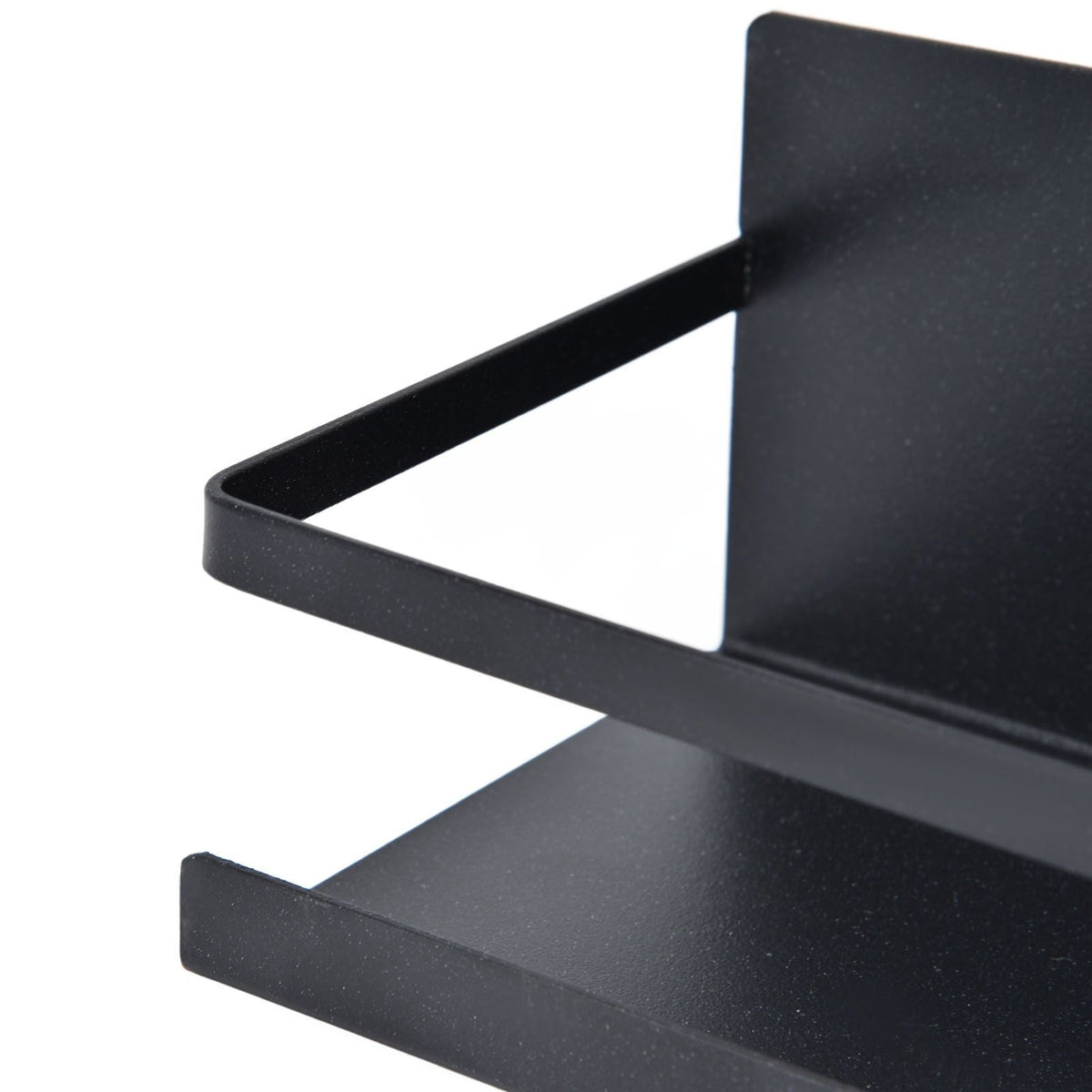 Kitchen Rack Space Saving black iron single-tier magnetic shelf with raised side rails and a flat storage tray