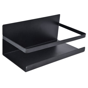 Kitchen Rack Space Saving magnetic shelf in black iron, featuring a single tier, raised back panel and open front rail