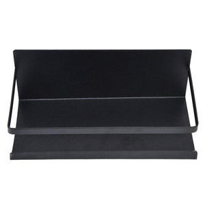 Kitchen Rack Space Saving magnetic shelf in black iron, featuring a single tier with raised sides and a flat back panel