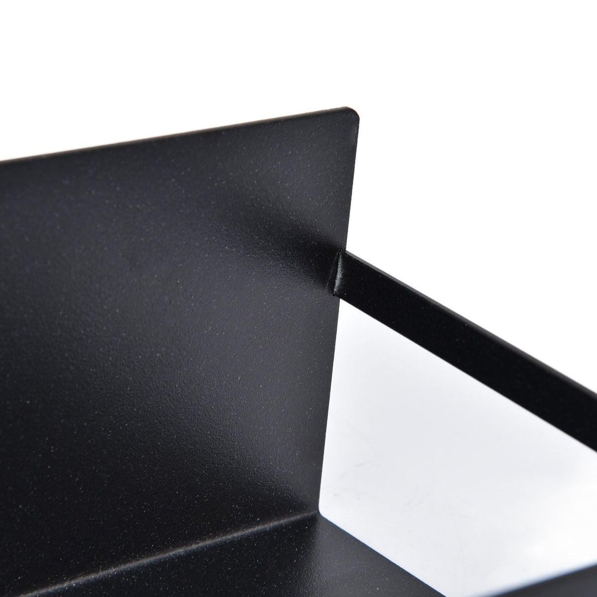 Kitchen Rack Space Saving magnetic spice shelf in black iron, featuring a single tier and raised back panel