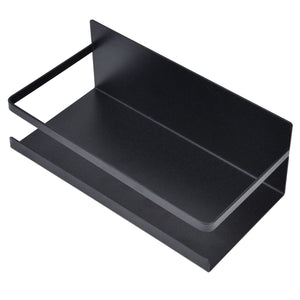 Kitchen Rack Space Saving black iron single-tier shelf with a raised back panel and front retaining rail