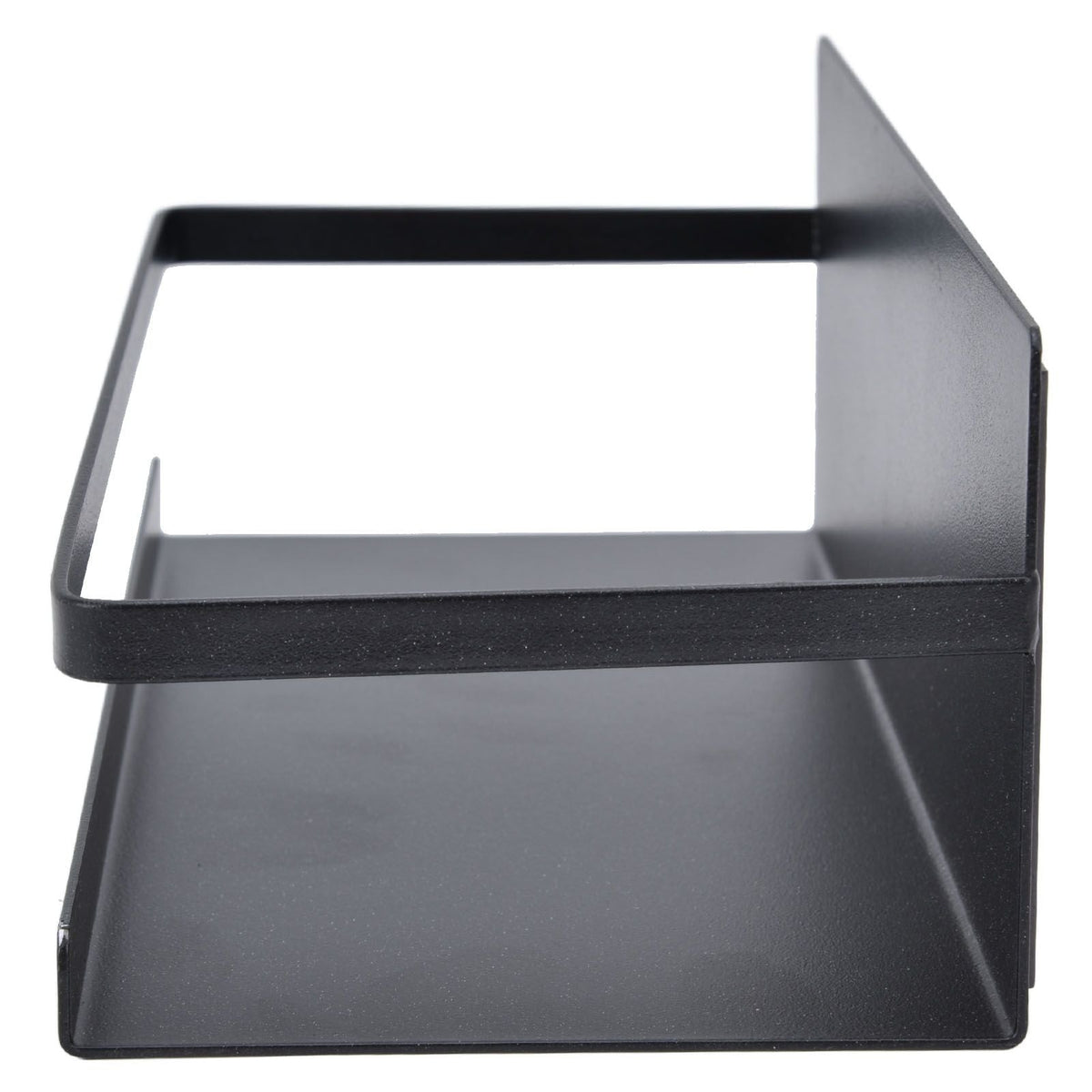 Kitchen Rack Space Saving single-tier shelf in matte black iron, with a raised front rail and tall side panel.