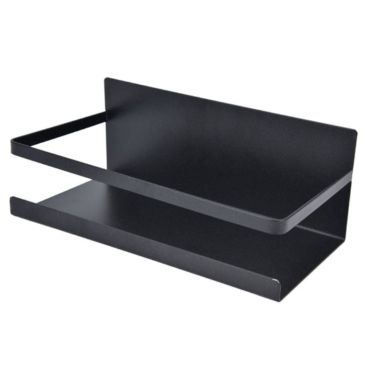 Kitchen Rack Space Saving shelf in black iron with a single tier, raised back panel and open front rail.