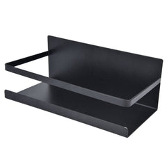 Magnetic Single-Tier Spice Shelf & Kitchen Rack – Iron, Space-Saving, Repositionable, Black (24.5×12.2×9cm)