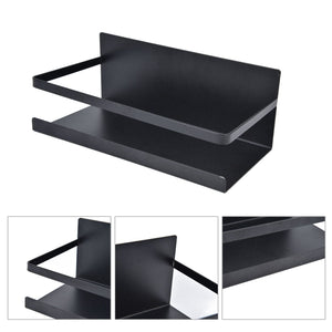 Kitchen Rack Space Saving single-tier spice shelf in matte black iron, with a raised back and open front rail