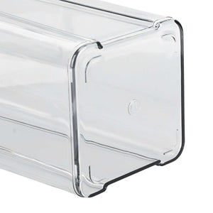 Kitchen Storage Box with a clear transparent plastic body, rounded square end and simple open-top design