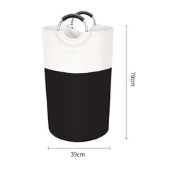 90L Collapsible Laundry Hamper – Freestanding, Water-Repellent, Aluminium Handles (Black & White)