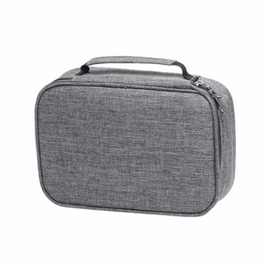 Large Capacity 72-Slot Pencil Case in grey textured fabric with a structured rectangular shape, zip-around closure and top carry handle