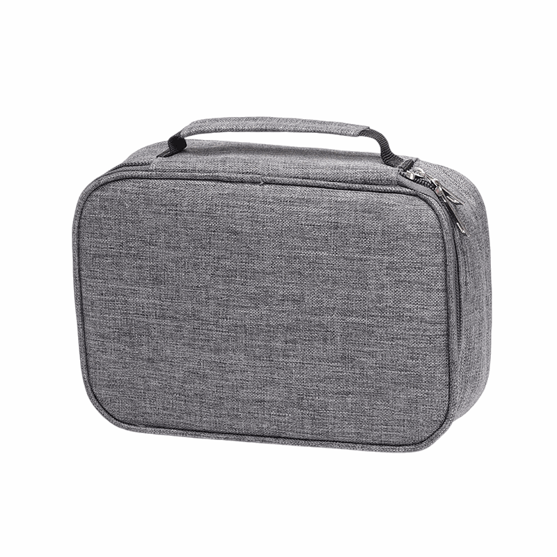 Large Capacity 72-Slot Pencil Case in grey textured fabric with a structured rectangular shape, zip-around closure and top carry handle