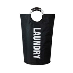 Large-Capacity Oxford Fabric Laundry Hamper – Round, Aluminium Handles (Black)