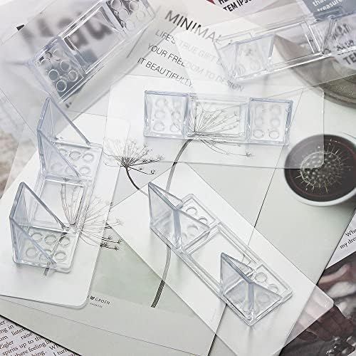 Large Size Adhesive Shelf Bracket supports in clear acrylic, with rectangular adhesive pads and raised shelf-support pegs