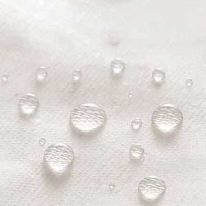 Laundry Basket Waterproof lining shown as white textured fabric with clear water droplets beading on its surface.