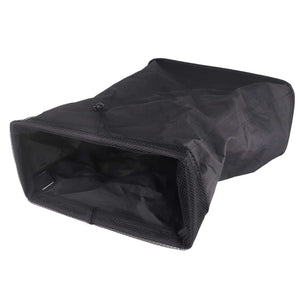 Laundry Basket with Handles in black fabric, with a drawstring mesh cover and a wide rectangular opening