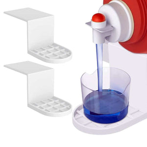 Laundry Detergent Holder set with two white plastic drip-catching trays, each featuring a raised back and slotted base