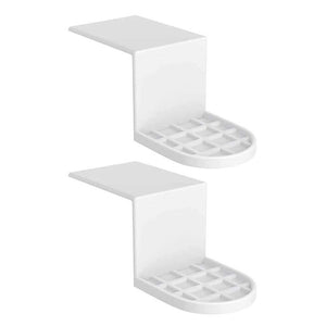 Laundry Detergent Holder pair in white plastic, each with a flat overhang and raised grid-patterned drip-catching tray