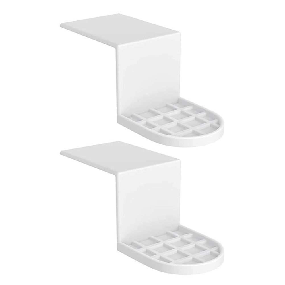 Laundry Detergent Holder pair in white plastic, each with a flat overhang and raised grid-patterned drip-catching tray