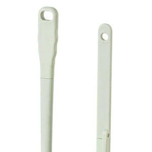 Long Handle Toilet Brush Set in pale green plastic with two slim hanging handles and rounded ends