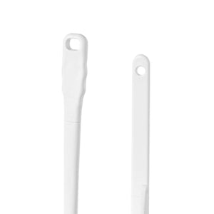 Long Handle Toilet Brush Set in pearl white plastic, showing two slim handles with hanging holes and no visible brush heads or holder.