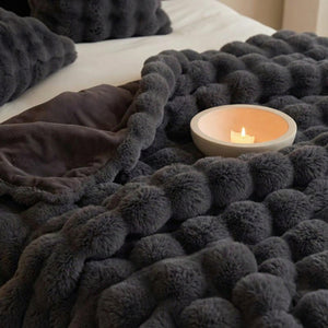 Luxury Tuscany Fleece cushion cover in charcoal grey faux fur with a plush raised bubble texture and soft finish