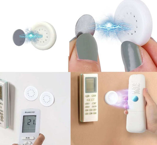 Magnetic Wall‑Mounted Bracket Kit with white round magnetic holders and slim metal discs for mounting a remote