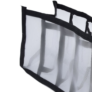 Mesh Bras Storage Box in black nylon mesh with reinforced edging and multiple upright compartments for drawer organisation