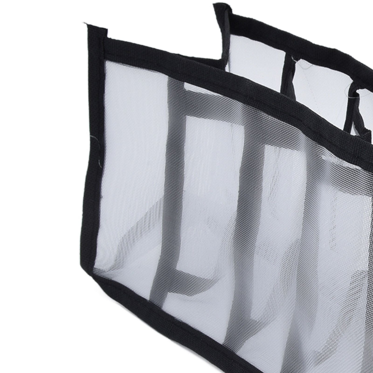 Mesh Bras Storage Box in black nylon mesh with reinforced edging and multiple upright compartments for drawer organisation