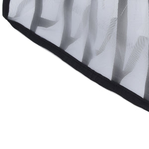 Mesh Bras Storage Box with fine white nylon mesh panels, dark grey divider seams and black reinforced edging