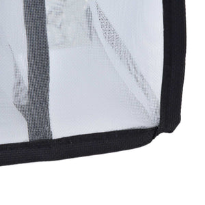 Mesh Bras Storage Box in white nylon mesh with black trim and divided compartments for organised storage