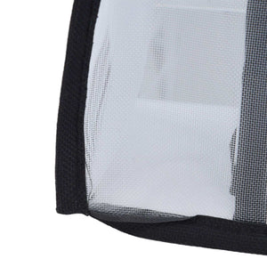 Mesh Bras Storage Box in white nylon mesh with black edging and a fine breathable grid texture