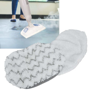 Microfiber Mop Pad in soft white microfiber with a gray zigzag pattern and contoured steam mop shape