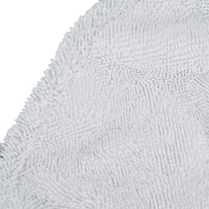 Microfiber Mop Pad in white microfiber with dense looped texture and a scalloped stitched edge