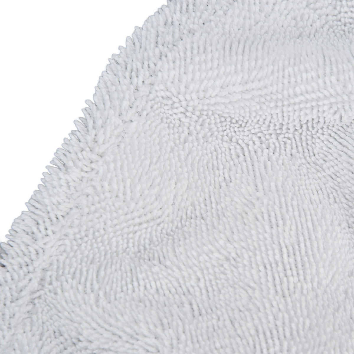 Microfiber Mop Pad in white microfiber with dense looped texture and a scalloped stitched edge