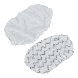 Microfiber Mop Pad set with two white microfiber cloths, one plain and one featuring a raised zigzag stripe pattern.