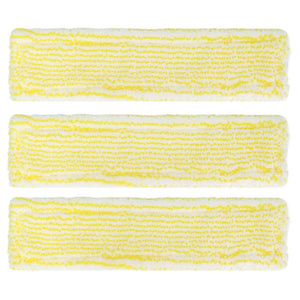 Microfiber Window Cleaner Pad set of three white textured microfiber strips with yellow woven cleaning fibers