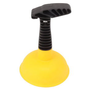 Mini Plunger Powerful with a bright yellow silicone cup and black ribbed non-slip handle for drain clearing