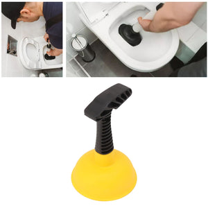 Mini Plunger Powerful with a bright yellow silicone cup and black ribbed non-slip handle for clearing toilet drains