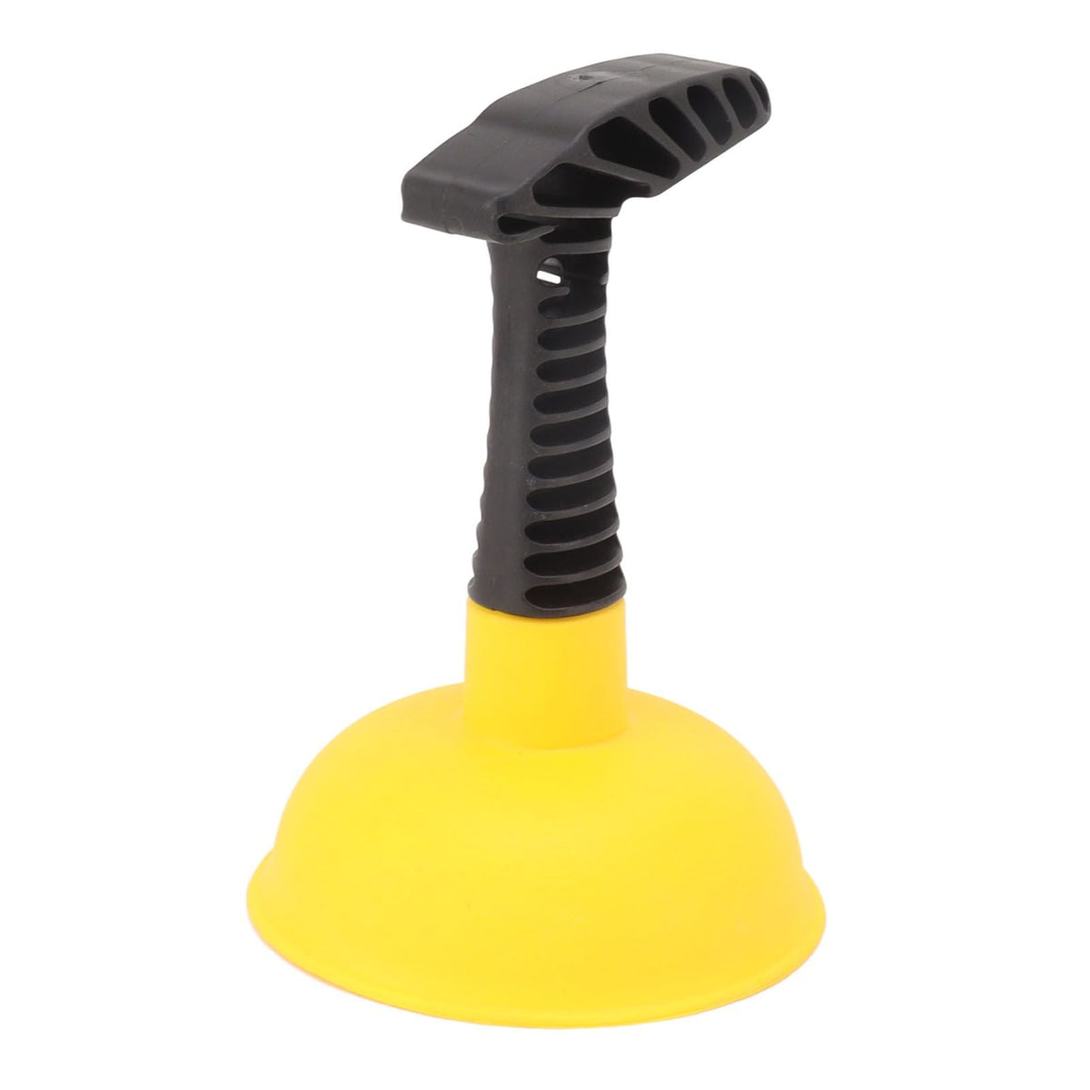 Mini Plunger Powerful with a bright yellow silicone cup and black ribbed non-slip handle