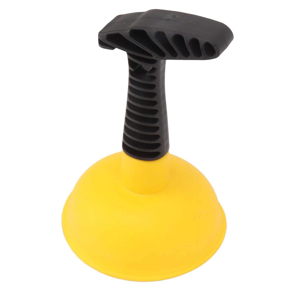 Mini Plunger Powerful with a bright yellow silicone cup and black ribbed non-slip handle for clearing drains
