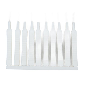 Mini Shower Head Cleaning Brush set of ten slim white brushes with fine nylon bristles and ribbed handles