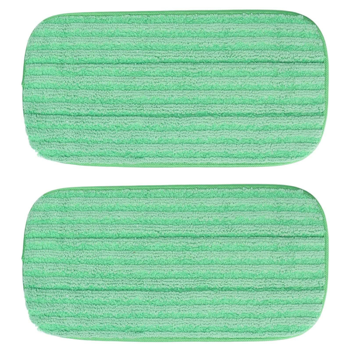 Mop Pad Microfiber two-pack with green microfiber fabric, rectangular rounded edges, and textured horizontal cleaning stripes