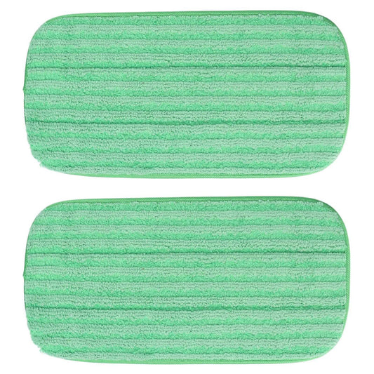 Mop Pad Microfiber two-pack with green microfiber fabric, rectangular rounded edges, and textured horizontal cleaning stripes