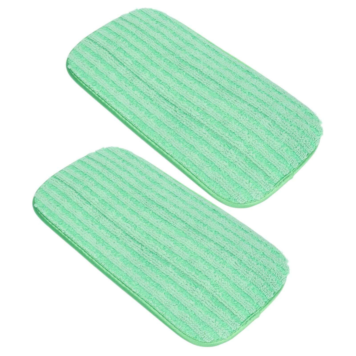 Mop Pad Microfiber set of two mint green reusable pads with soft ribbed textured fabric and rounded rectangular edges