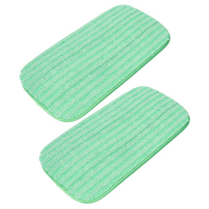 Mop Pad Microfiber pair in pale green, with soft textured fabric and parallel raised cleaning stripes