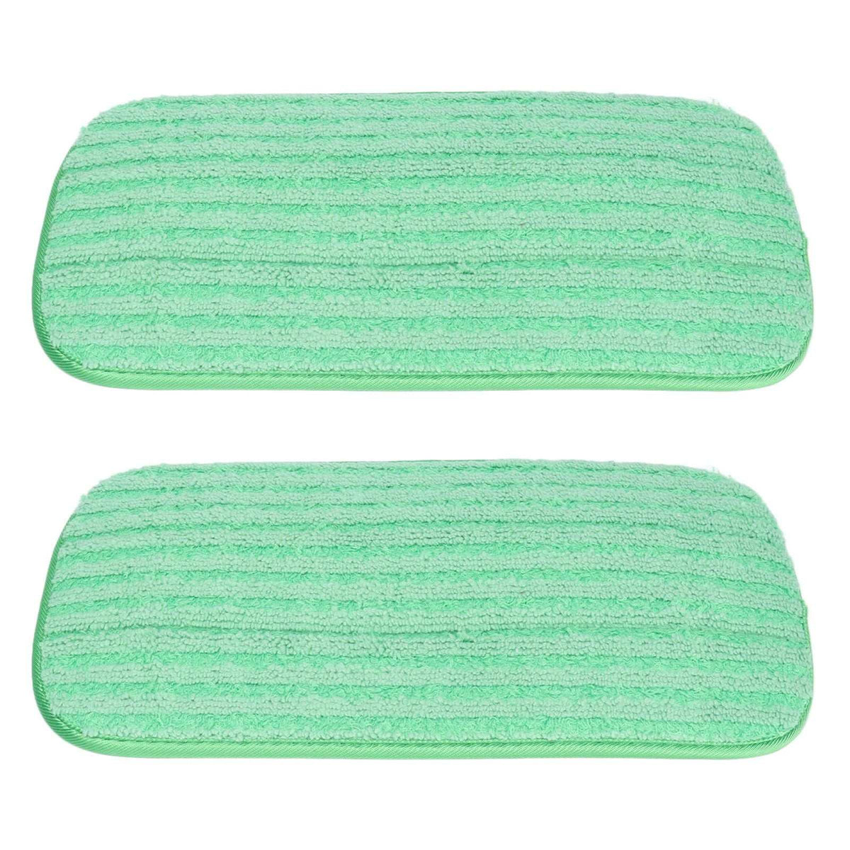 Mop Pad Microfiber reusable pads in pale green with a textured, horizontally ribbed surface, shown as a two-pack