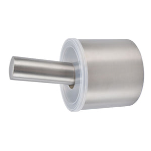 Mortar Pestle Dual Structure with a brushed silver stainless steel cylindrical bowl, matching pestle and clear plastic cover