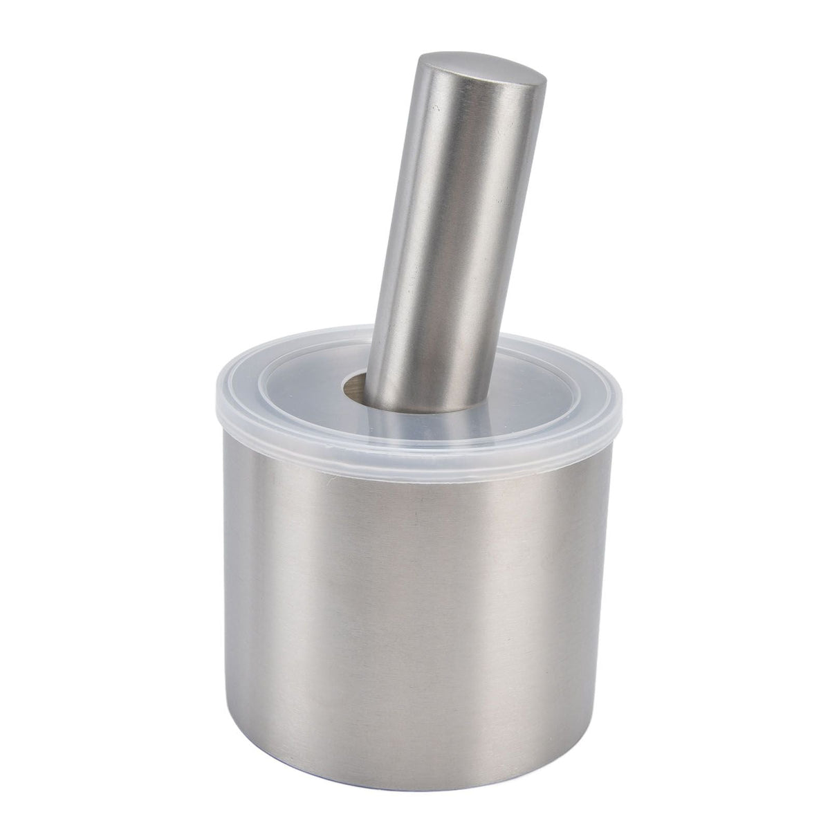 Mortar Pestle Dual Structure stainless steel grinding bowl with matching pestle and clear plastic cover